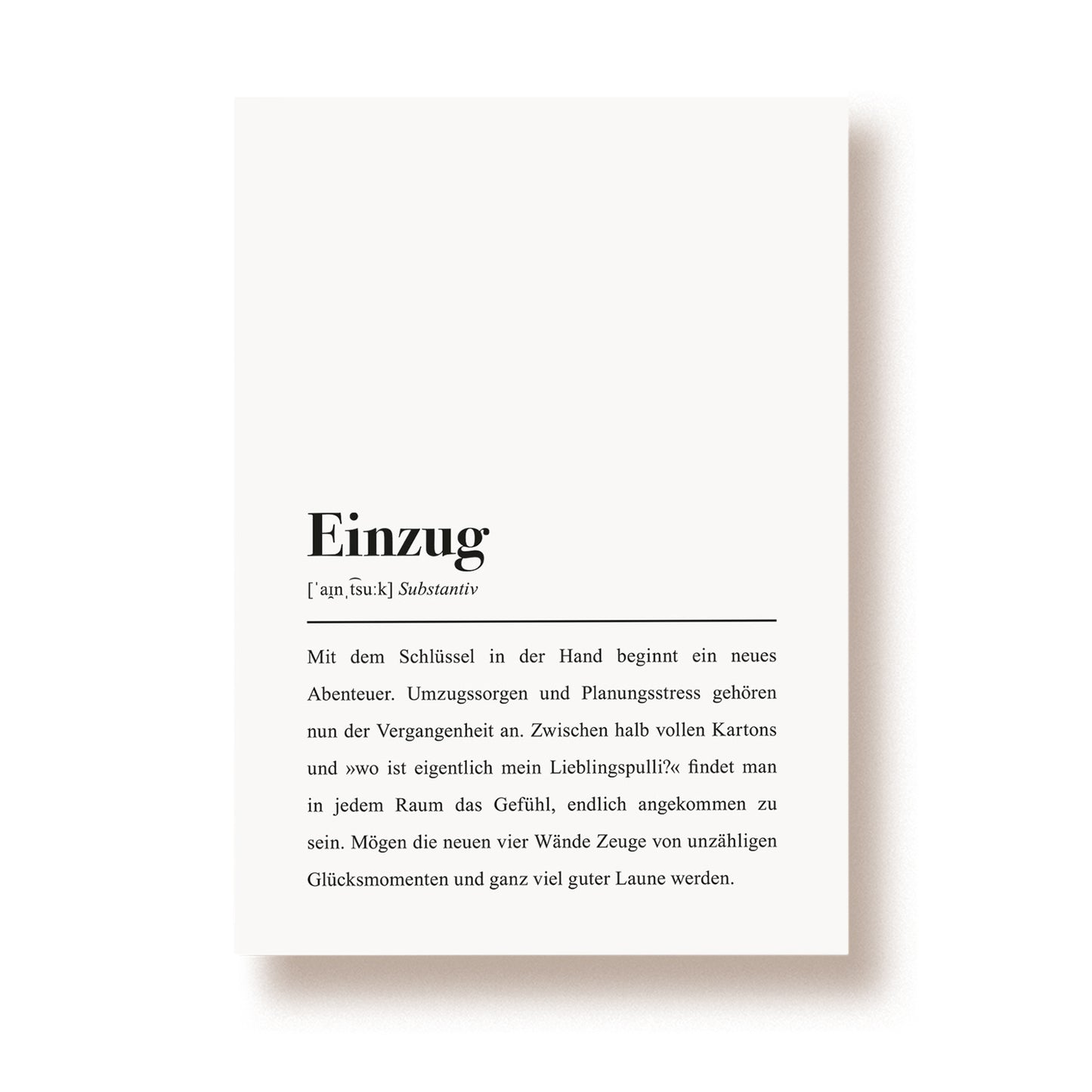Postkarte Definition 'Einzug'
