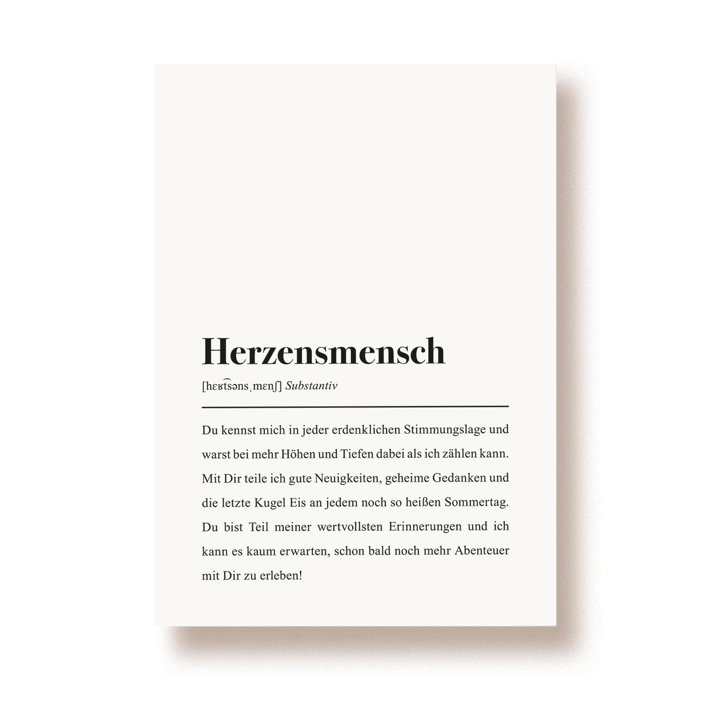 Postkarte Definition 'Herzensmensch'